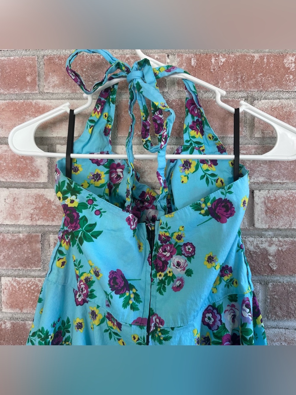 Hell Bunny Vixen Halter Pin Up Rockabilly Dress Retro Floral Women’s Small Blue - Picture 6 of 8